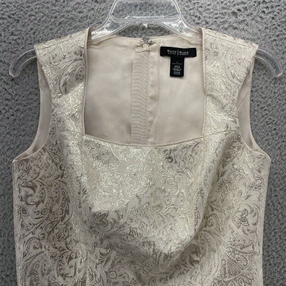 WHBM Women’s Top 2 Cream Floral Sleeveless Peplum Bodice Shimmer - Picture 2 of 12